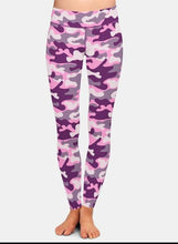 Load image into Gallery viewer, Ladies Pink/Purple Soft Camo Leggings