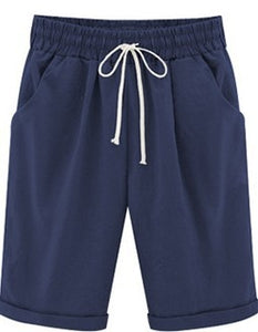 Oversized Womens Summer Cotton Linen Casual Shorts