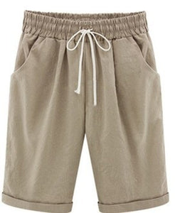 Oversized Womens Summer Cotton Linen Casual Shorts