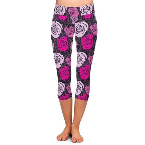 Ladies Lovely Rose Printed Capri Leggings