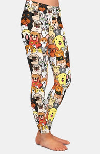 Ladies Cute Cartoon Dogs Digital Printed Leggings