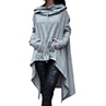 Carica l&#39;immagine nel visualizzatore di Gallery, Womens Cotton Blend Solid Colour Asymmetric Hem Drawstring Hooded Sweatshirts