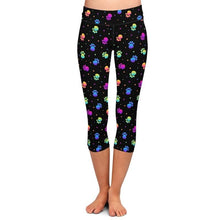 Load image into Gallery viewer, Ladies 3D Colourful Rainbow Dog Paws Printed Capri Leggings