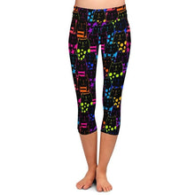 Carica l&#39;immagine nel visualizzatore di Gallery, Ladies Fluorescent Cartoon Cats Digital Printed Capri Leggings