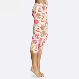 Ladies A Lovely Tea Party Printed Capri Leggings