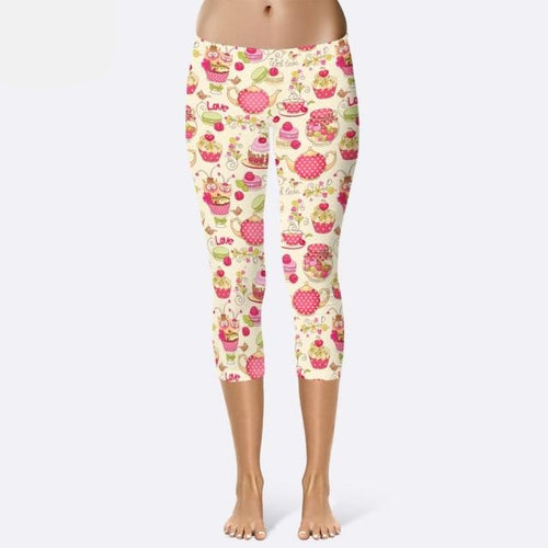 Ladies A Lovely Tea Party Printed Capri Leggings