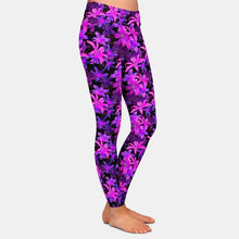 Load image into Gallery viewer, Ladies Beautiful Flowers - Purple Lilies Printed Leggings