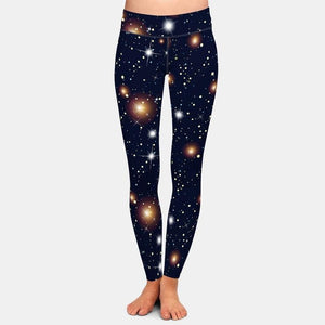 Ladies 3D Night Sky With Stars Printed Leggings