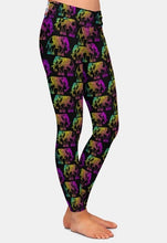 Load image into Gallery viewer, Ladies Cute Colourful Cartoon Elephants Printed Leggings