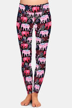 Laden Sie das Bild in den Galerie-Viewer, Ladies Cute Colourful Cartoon Elephants Printed Leggings