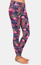 Laden Sie das Bild in den Galerie-Viewer, Ladies Super Soft Flamingos and Palms Printed Leggings