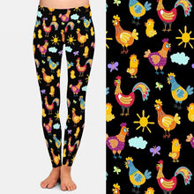 Cargar imagen en el visor de la galería, Ladies 3D Fun Chickens Digital Printed Leggings