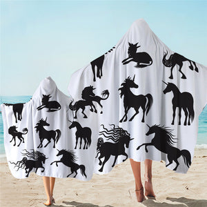 Adults & Kids Unicorn Printed Hooded Microfiber Towels
