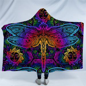 Beautiful Dragonfly Plush Sherpa Hooded Blankets