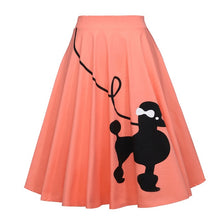 Cargar imagen en el visor de la galería, Womens Retro Rockabilly Pin Up Style Poodle Dog Print Skirts