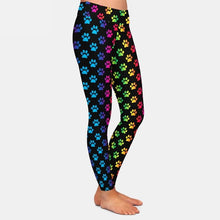 Carica l&#39;immagine nel visualizzatore di Gallery, Ladies Cartoon Rainbow Dog Paw Printed Leggings