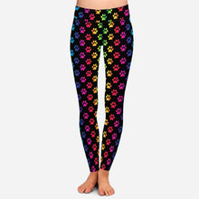 Carica l&#39;immagine nel visualizzatore di Gallery, Ladies Cartoon Rainbow Dog Paw Printed Leggings