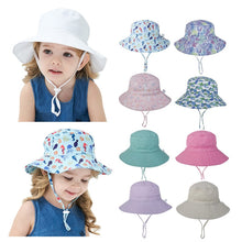 Laden Sie das Bild in den Galerie-Viewer, Kids Assorted Coloured Summer Bucket Hats With Adjustable Tie