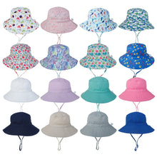 Load image into Gallery viewer, Kids Assorted Coloured Summer Bucket Hats With Adjustable Tie