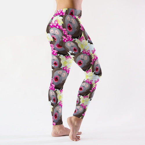 Ladies Cute Gorilla Printed Milk Silk Leggings