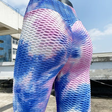 Carica l&#39;immagine nel visualizzatore di Gallery, Ladies Colourful Tie-Dye Push Up Anti Cellulite Fitness Leggings &amp; Shorts