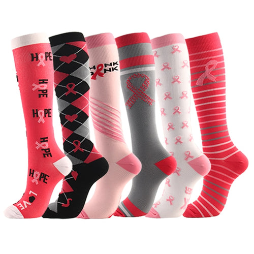 Multi-Coloured Womens Long Thigh Compression Socks