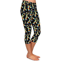 Load image into Gallery viewer, Ladies Autism Awareness Ribbons Capri Leggings