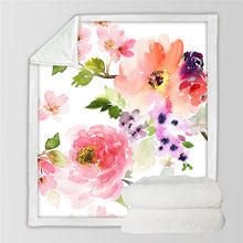 Load image into Gallery viewer, Floral Sherpa Fleece Throw Blankets