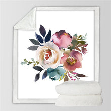 Load image into Gallery viewer, Floral Sherpa Fleece Throw Blankets