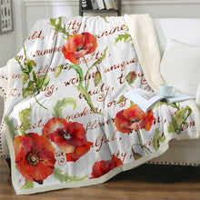 Load image into Gallery viewer, Floral Sherpa Fleece Throw Blankets