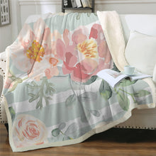 Load image into Gallery viewer, Floral Sherpa Fleece Throw Blankets