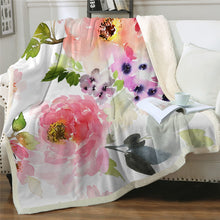 Load image into Gallery viewer, Floral Sherpa Fleece Throw Blankets