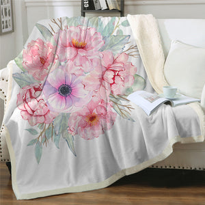 Floral Sherpa Fleece Throw Blankets