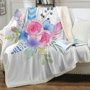 Floral Sherpa Fleece Throw Blankets