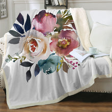 Load image into Gallery viewer, Floral Sherpa Fleece Throw Blankets