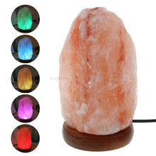 Cargar imagen en el visor de la galería, Hand Carved Himalayan Rock Salt Lamp Night Light - USB With Wooden Base