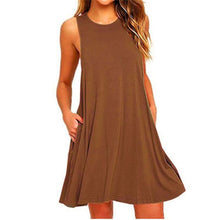 Load image into Gallery viewer, Ladies Sleeveless Summer Casual Cotton Solid Colour Dress With Pocket