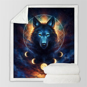 Black Wolf Moon & Assorted Plush Sherpa Blankets