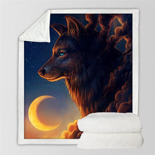 Load image into Gallery viewer, Black Wolf Moon &amp; Assorted Plush Sherpa Blankets