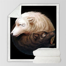 Laden Sie das Bild in den Galerie-Viewer, Black Wolf Moon &amp; Assorted Plush Sherpa Blankets