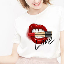 Load image into Gallery viewer, Ladies Love Of Lipstick Printed T-shirt