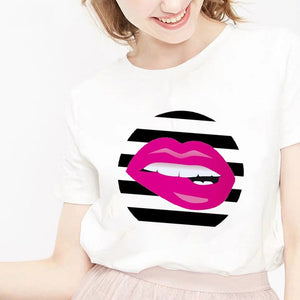 Ladies Love Of Lipstick Printed T-shirt
