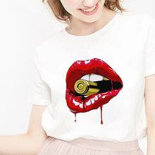 Cargar imagen en el visor de la galería, Ladies Love Of Lipstick Printed T-shirt