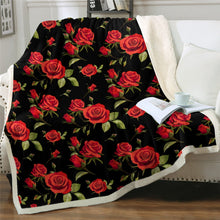 Load image into Gallery viewer, Gorgeous Colourful Roses Sherpa 3D Throw Blankets