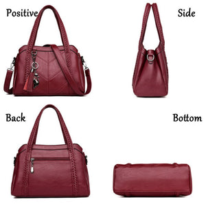 Ladies Beautiful Leather Multi-Pocket Shoulder Handbags