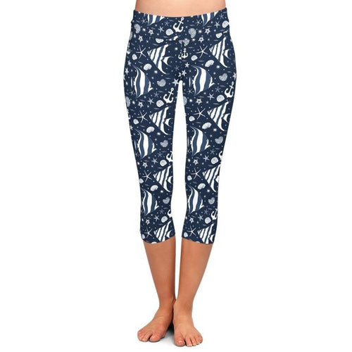 Ladies Nautical Printed Capri Leggings