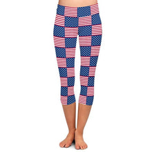 Charger l&#39;image dans la galerie, Ladies 3D American Flags &amp; Designs Printed Capri Leggings