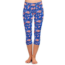 Charger l&#39;image dans la galerie, Ladies 3D American Flags &amp; Designs Printed Capri Leggings