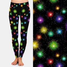 Cargar imagen en el visor de la galería, Ladies Colourful Fireworks Design Printed Leggings