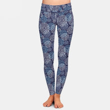 Load image into Gallery viewer, Ladies Blue/White Fireworks Printed Leggings